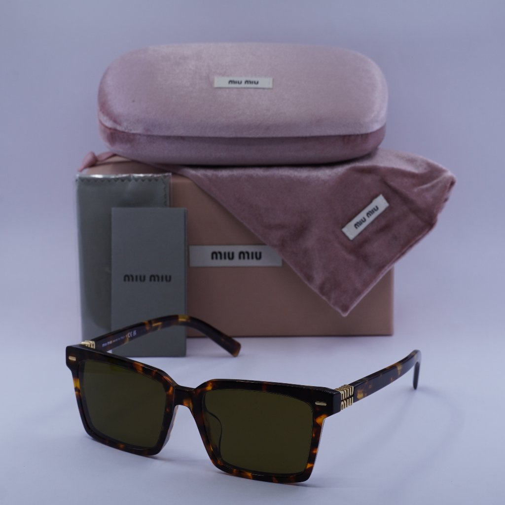 Miu Miu Mu13zsf Vau01t Rectangle Sunglasses Honey Havana